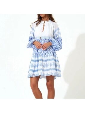 Oliphant 🌸White and Blue Patterned Dress